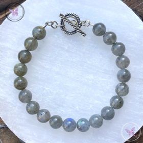 Labradorite Healing Bracelet With Silver Toggle Clasp